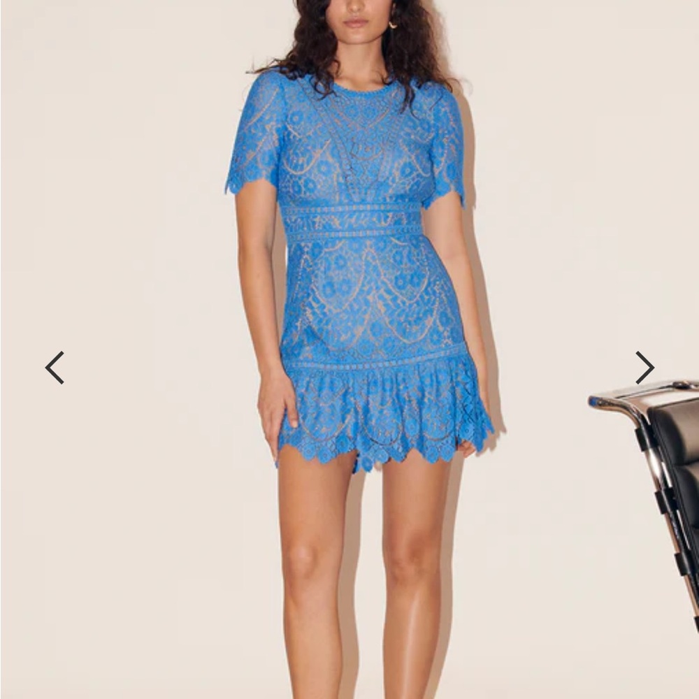 SAYLOR Darian Dress - Blue Ruffled Mini Dress with Flutter Sleeves